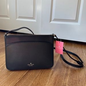 Kate Spade Medium Top Zip Crossbody Leather Bag, Black, NWT